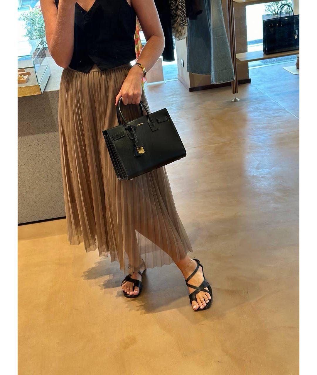 SAINT LAURENT Черная кожаная сумка тоут, фото 4