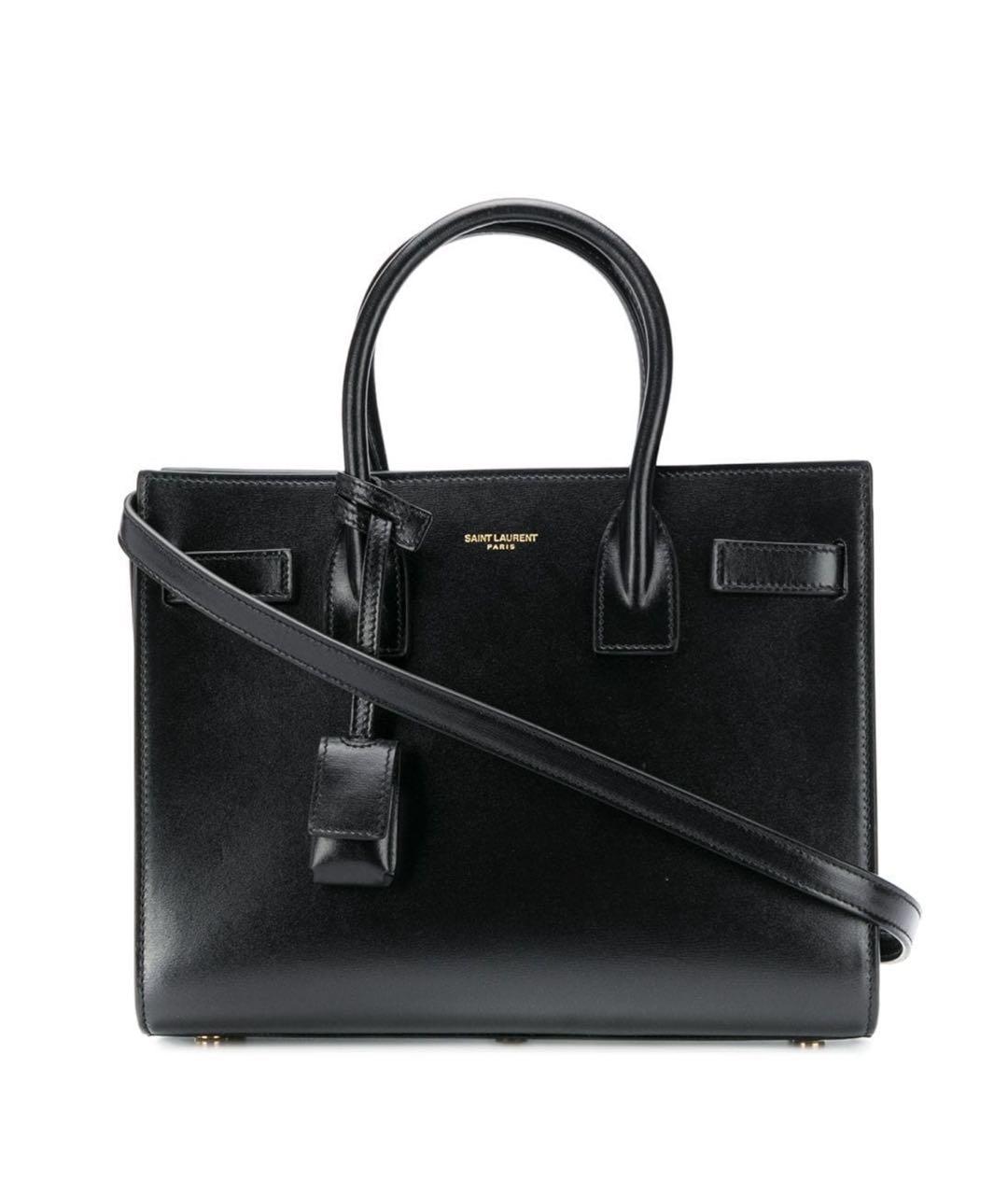 SAINT LAURENT Черная кожаная сумка тоут, фото 5