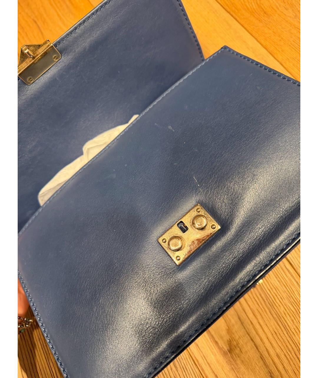 VALENTINO Синяя кожаная сумка через плечо, фото 7