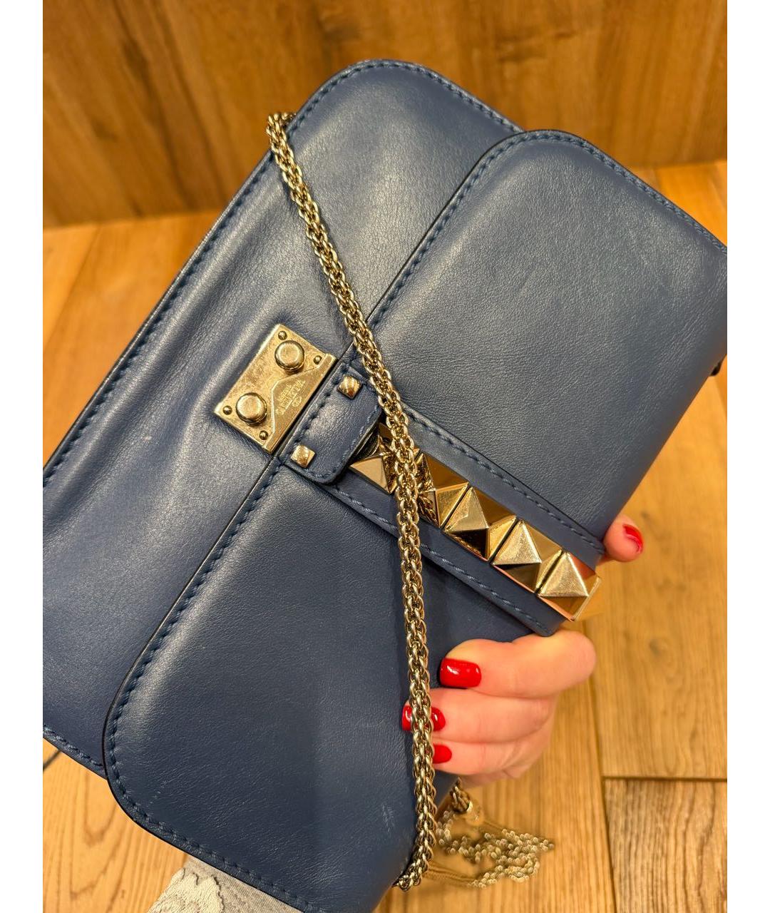 VALENTINO Синяя кожаная сумка через плечо, фото 8