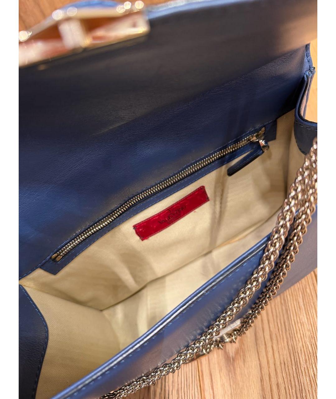 VALENTINO Синяя кожаная сумка через плечо, фото 4