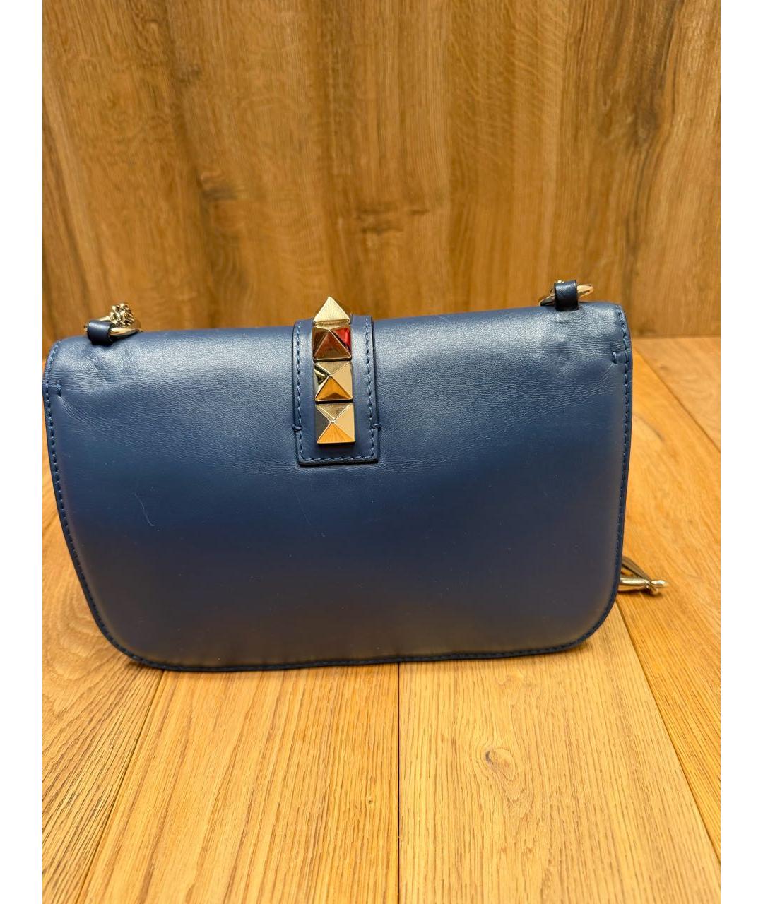 VALENTINO Синяя кожаная сумка через плечо, фото 3
