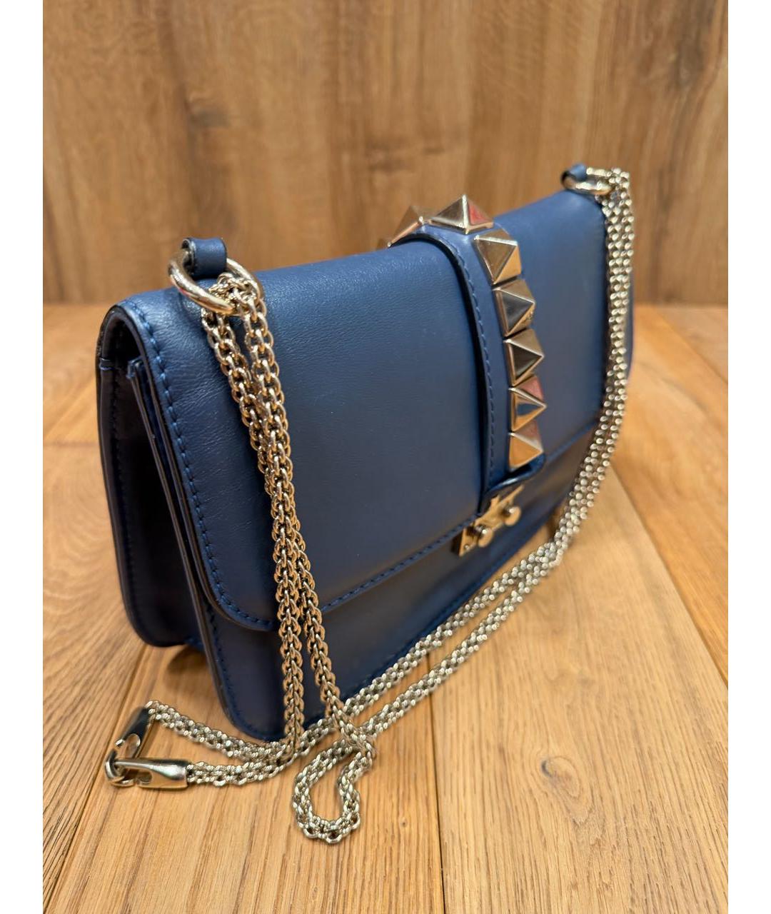 VALENTINO Синяя кожаная сумка через плечо, фото 2