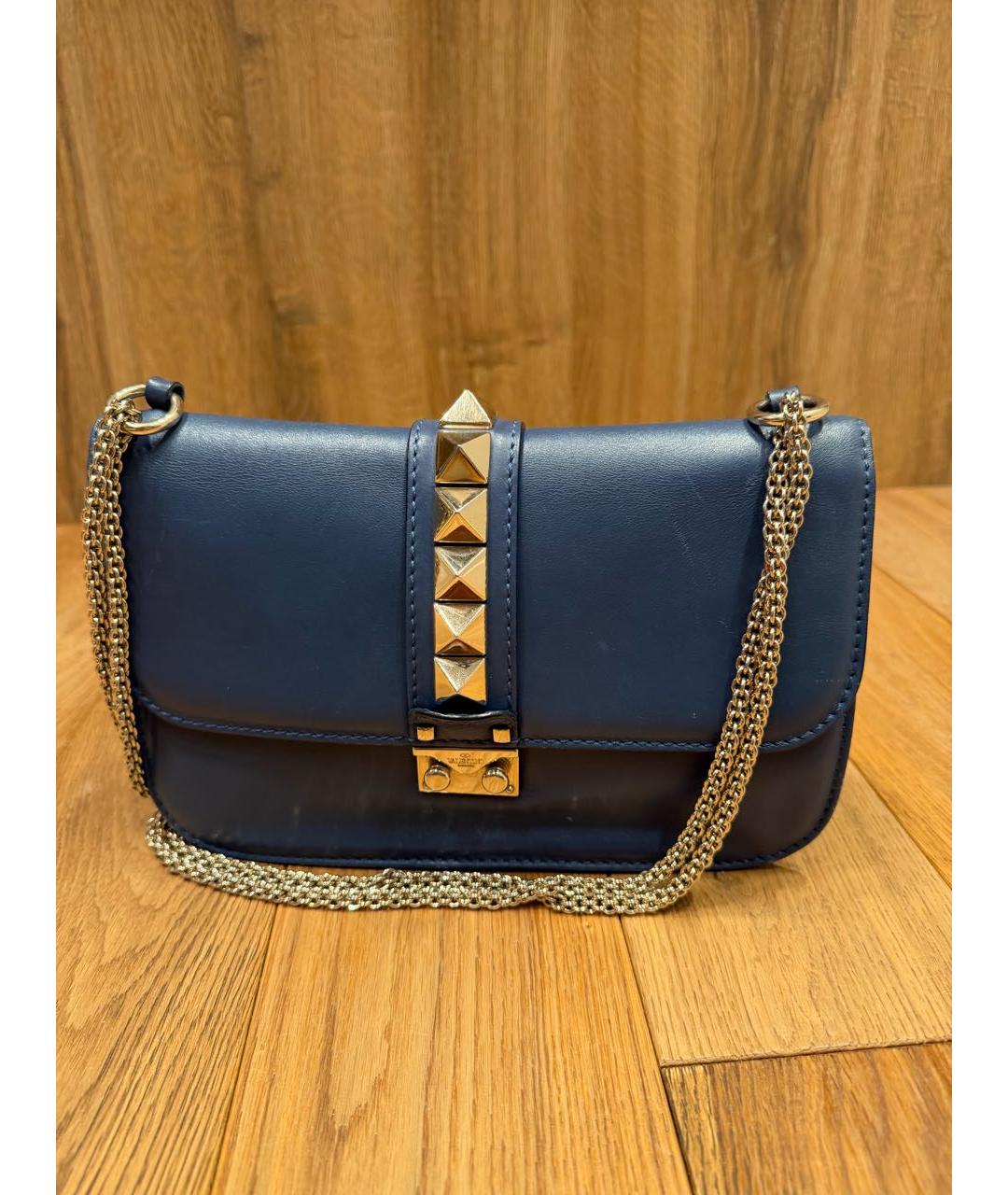 VALENTINO Синяя кожаная сумка через плечо, фото 9