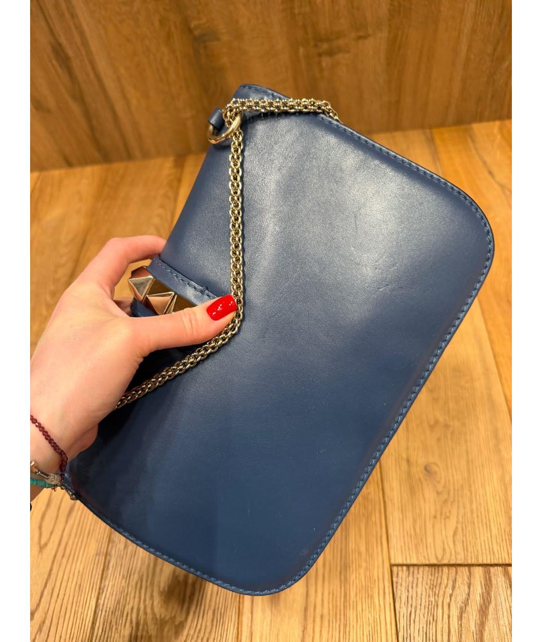 VALENTINO Синяя кожаная сумка через плечо, фото 6