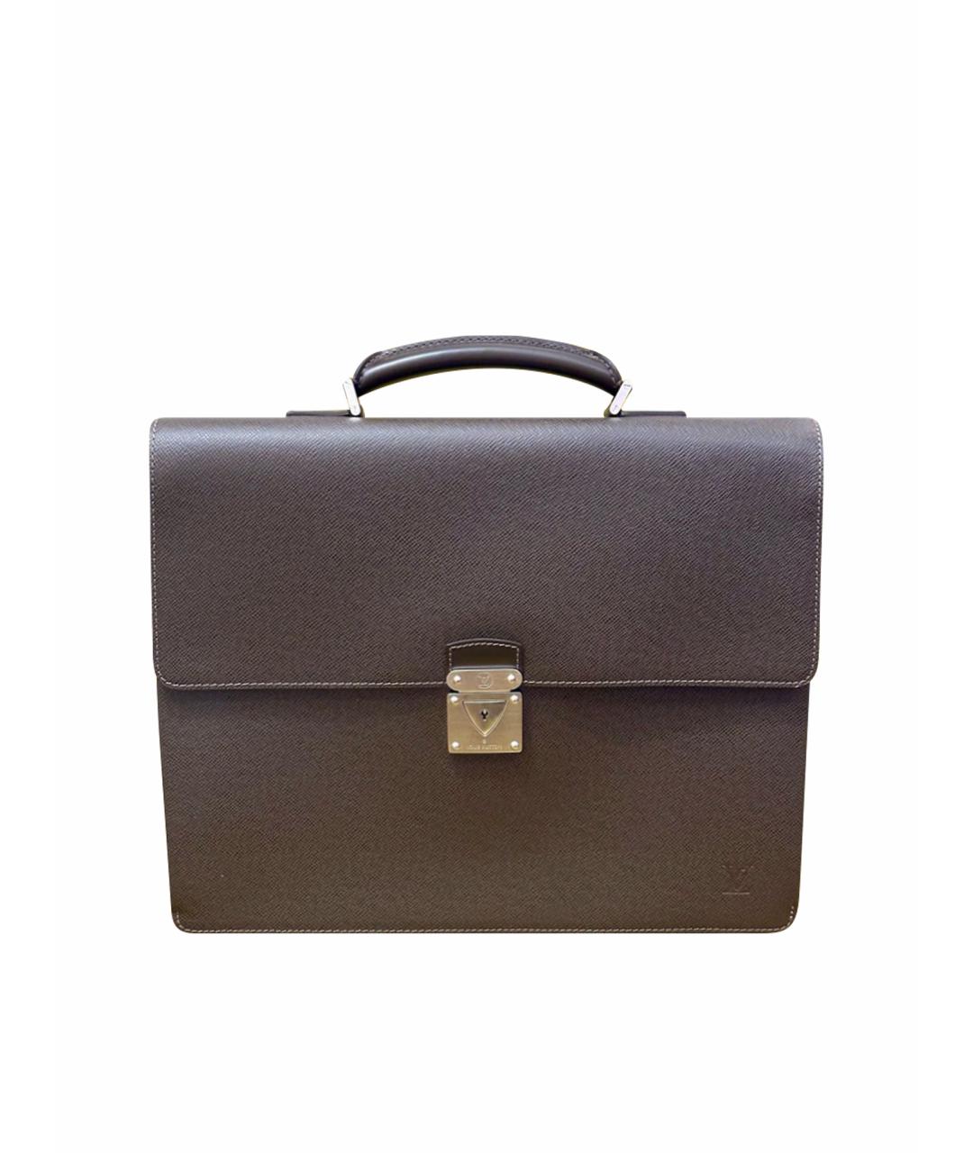 LOUIS VUITTON Коричневый кожаный портфель, фото 1