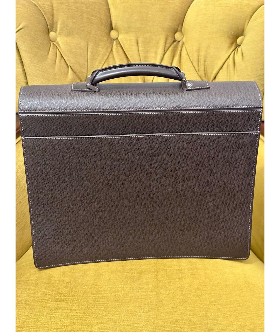 LOUIS VUITTON Коричневый кожаный портфель, фото 2