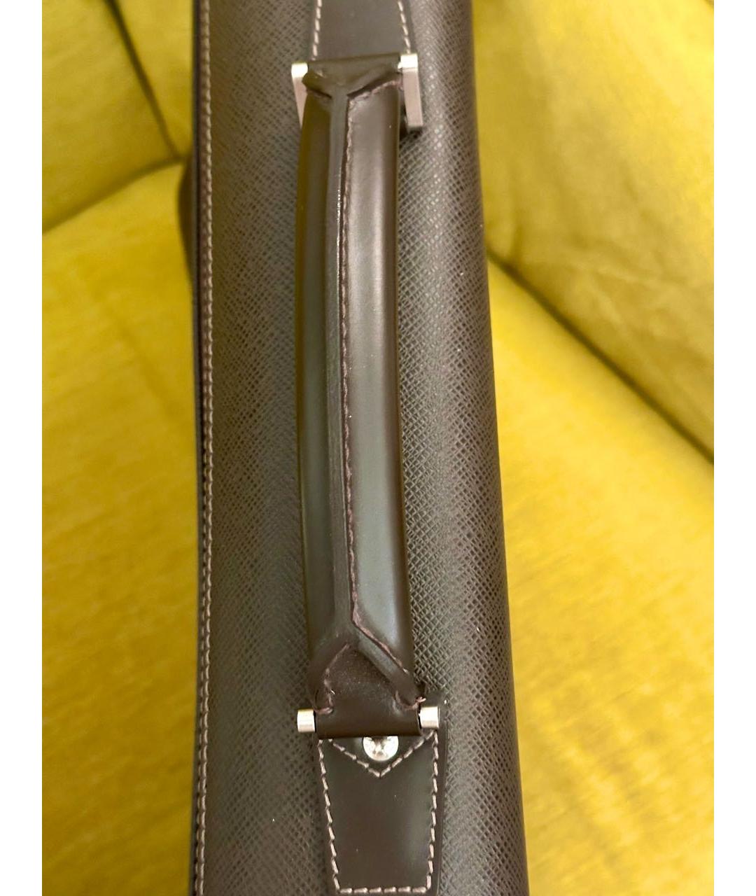 LOUIS VUITTON Коричневый кожаный портфель, фото 7