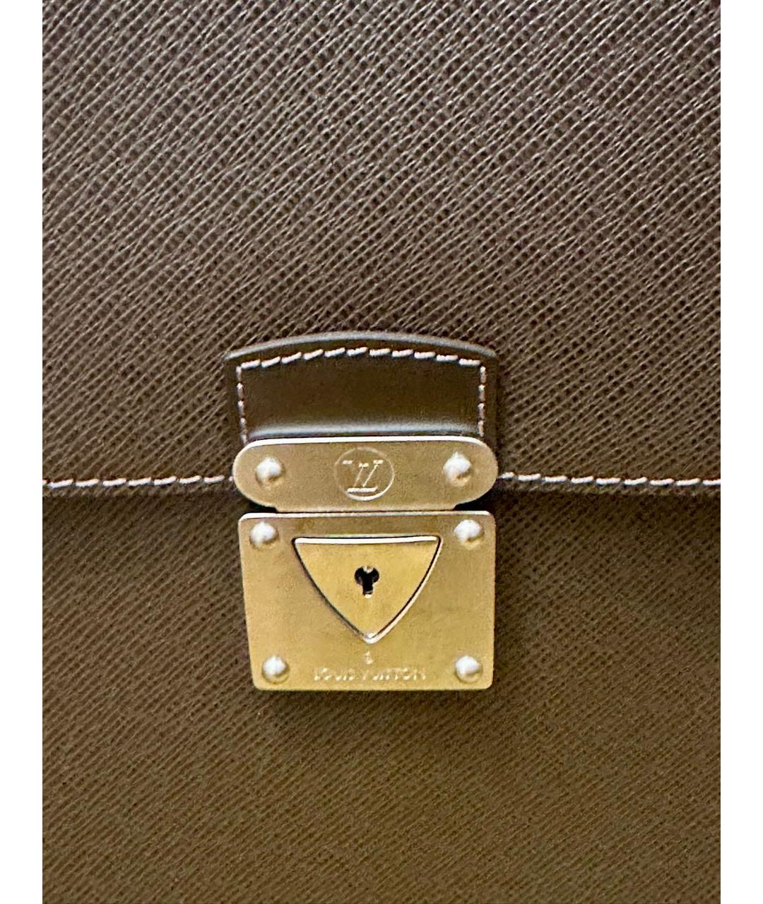 LOUIS VUITTON Коричневый кожаный портфель, фото 6