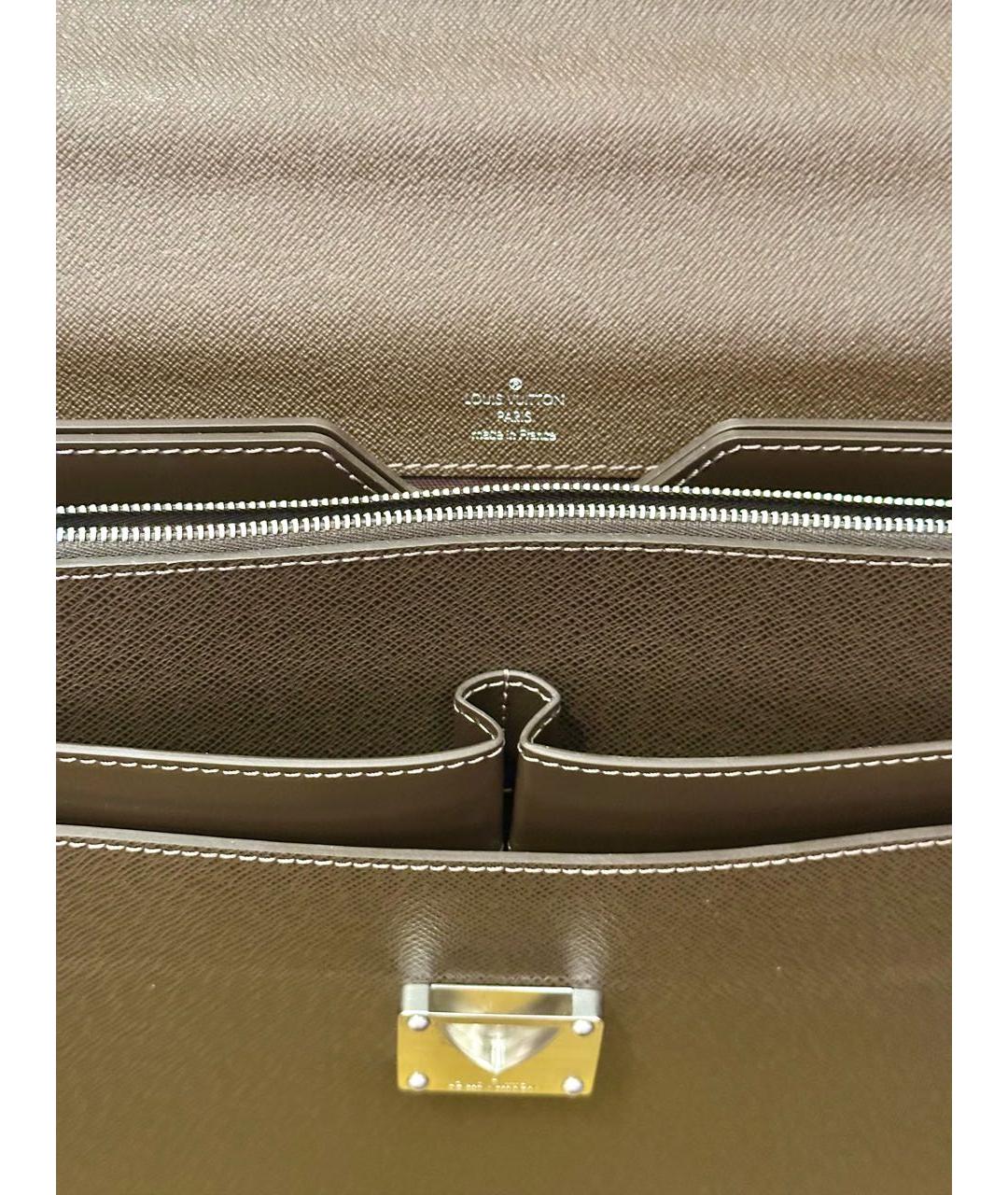 LOUIS VUITTON Коричневый кожаный портфель, фото 4