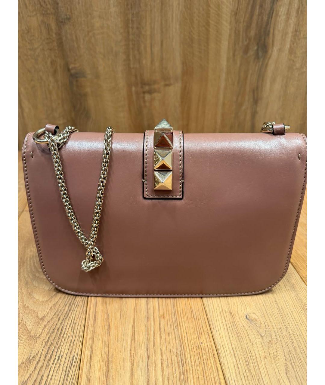 VALENTINO Бежевая кожаная сумка через плечо, фото 3