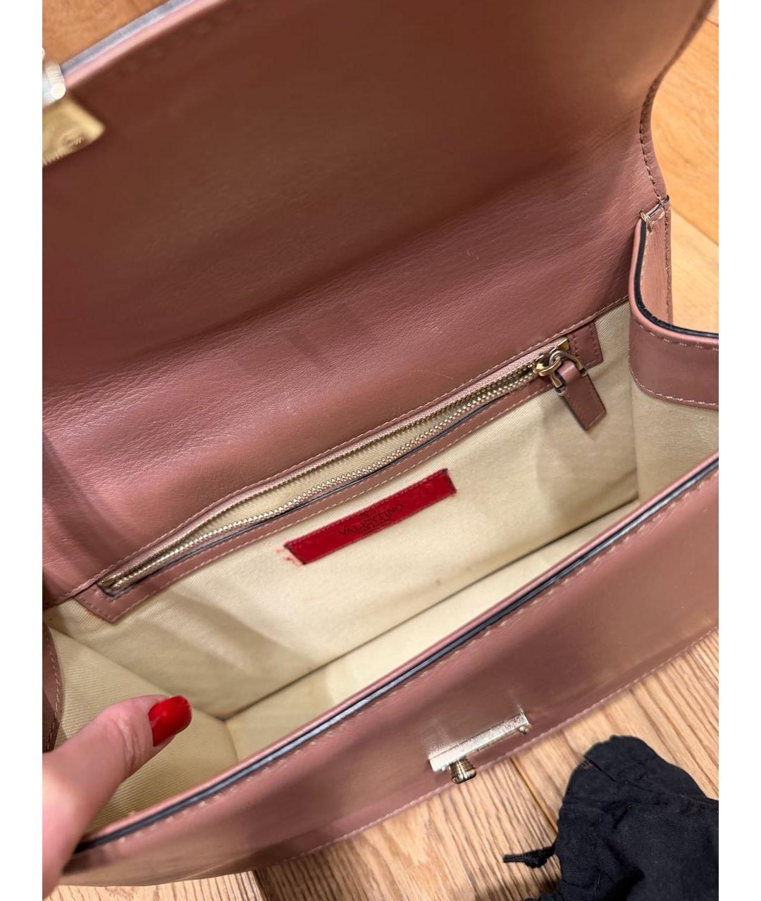 VALENTINO Бежевая кожаная сумка через плечо, фото 4