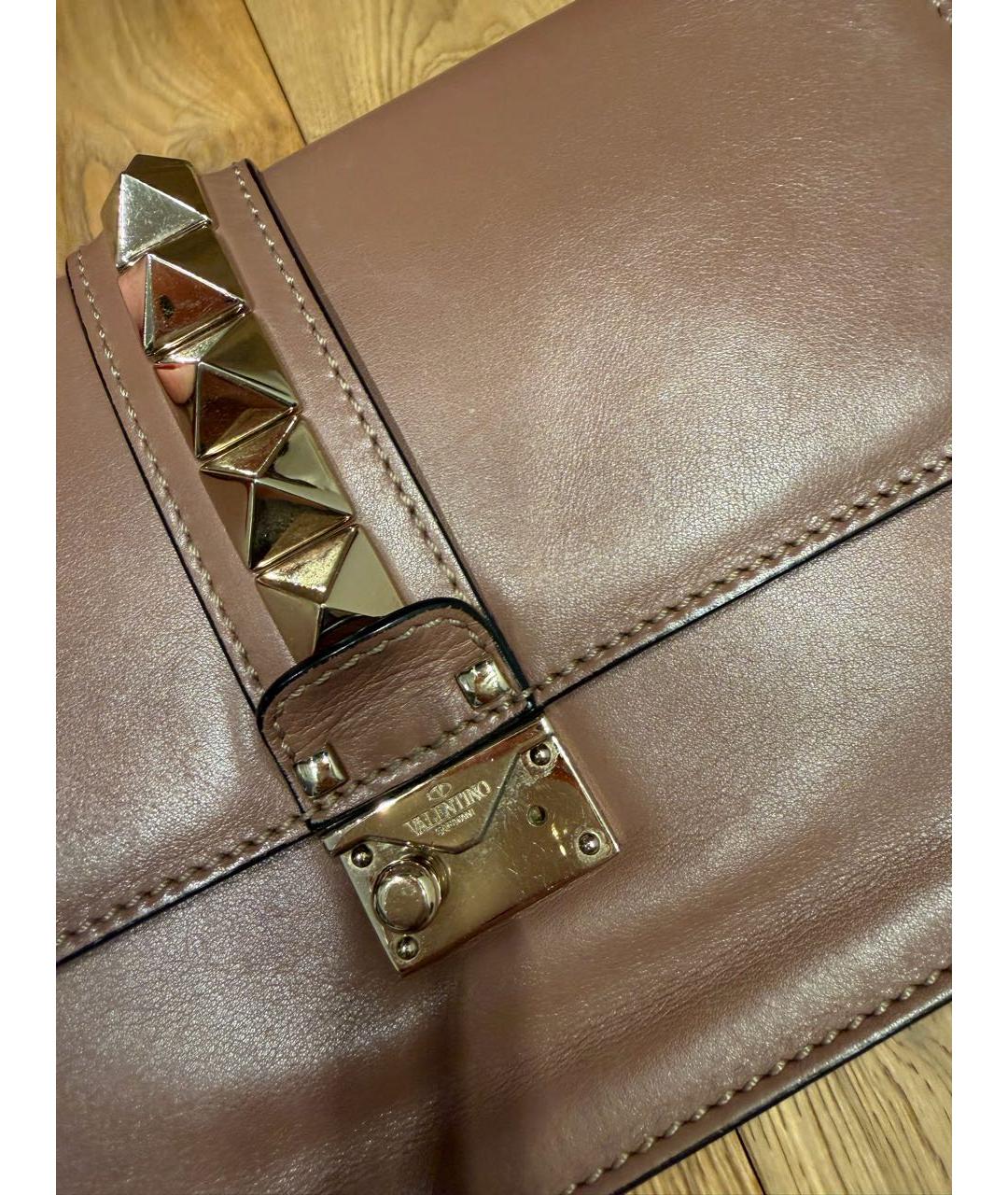 VALENTINO Бежевая кожаная сумка через плечо, фото 7