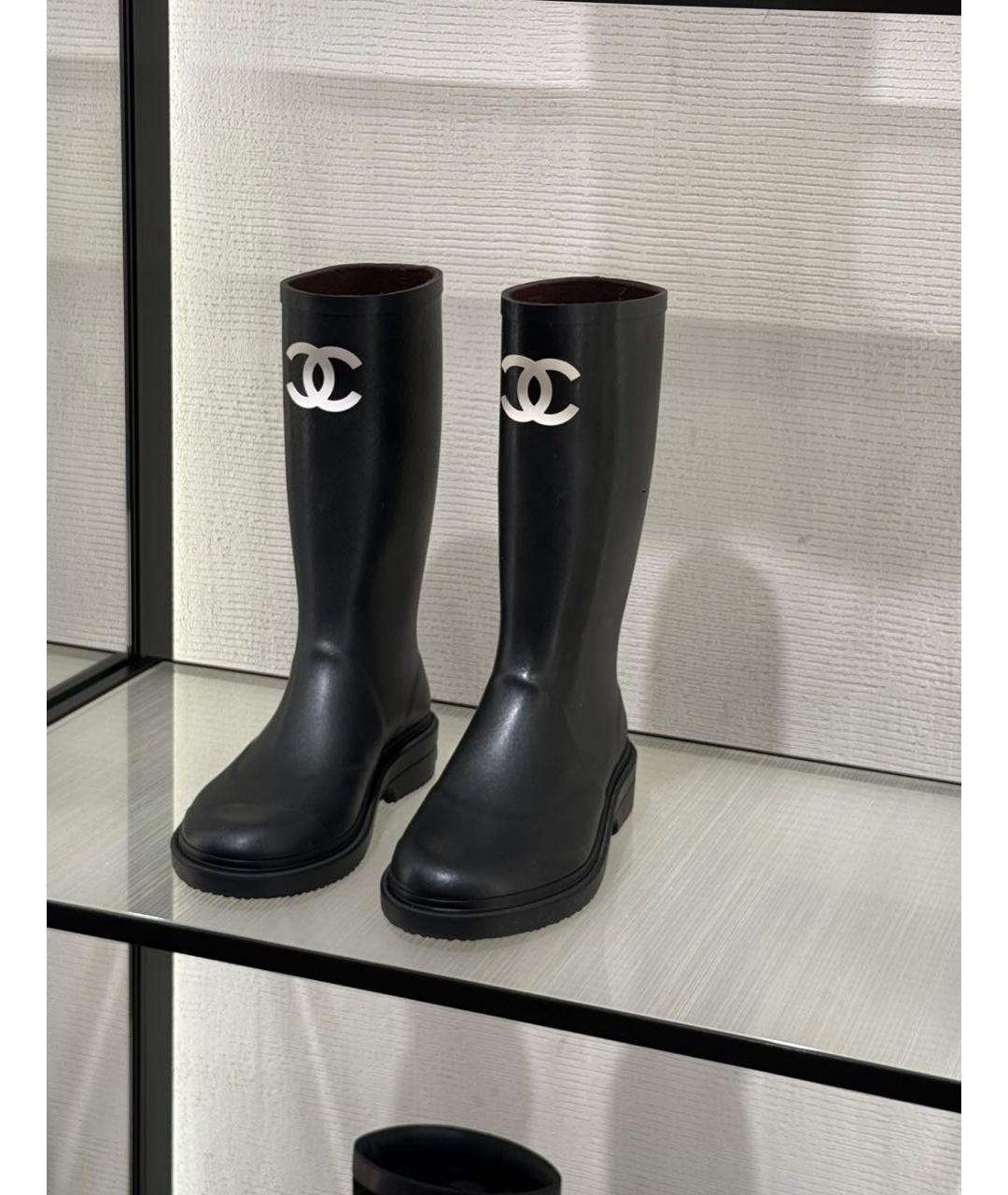 CHANEL Черные резиновые сапоги, фото 2