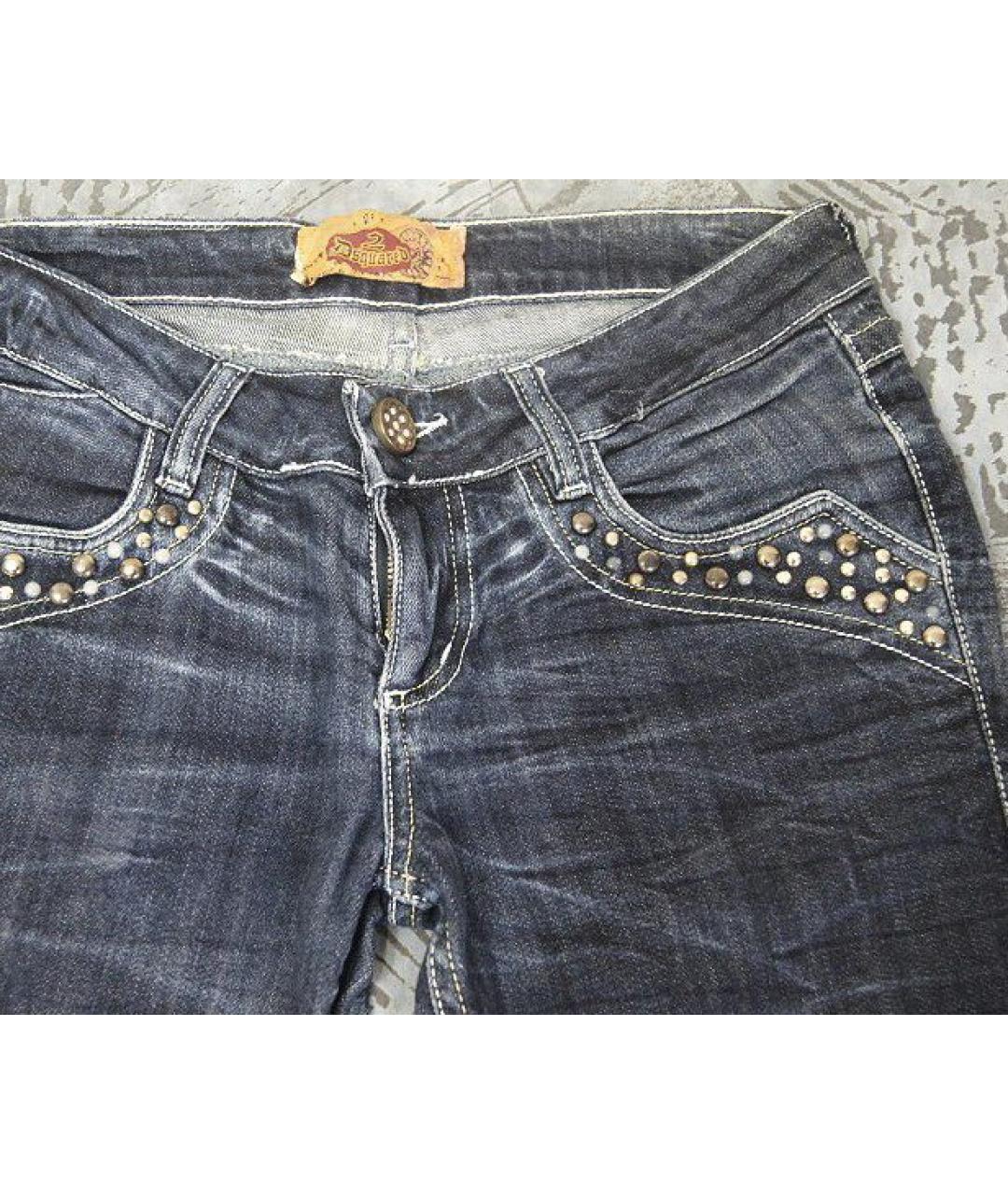 DSQUARED2 Синие хлопковые прямые джинсы, фото 3