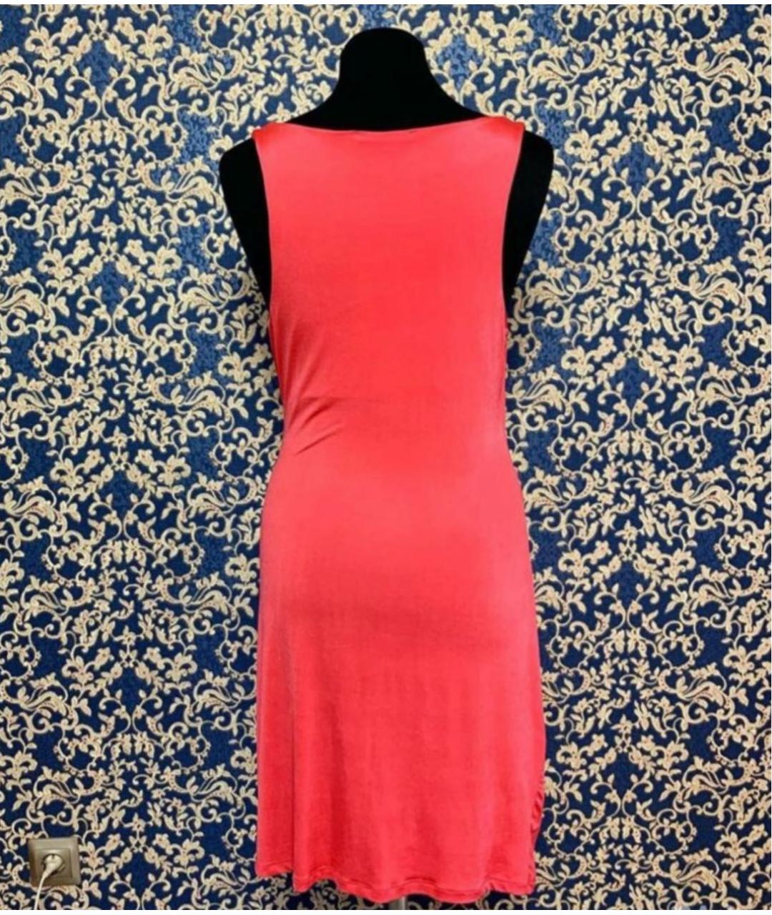 ROBERTO CAVALLI Коралловое вискозное повседневное платье, фото 2