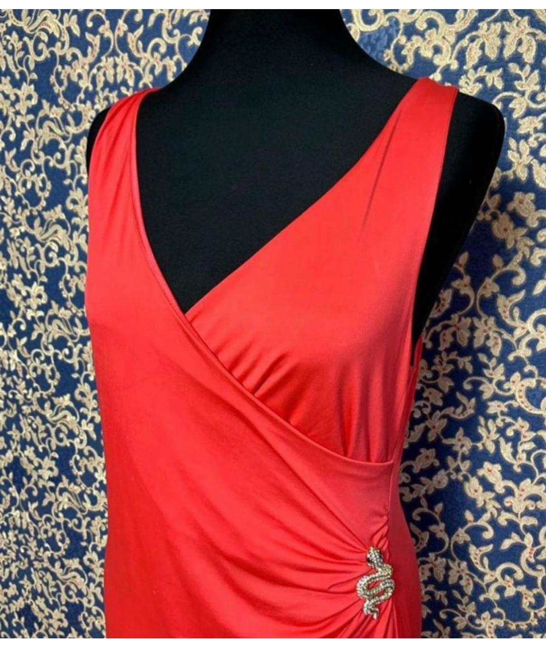 ROBERTO CAVALLI Коралловое вискозное повседневное платье, фото 3