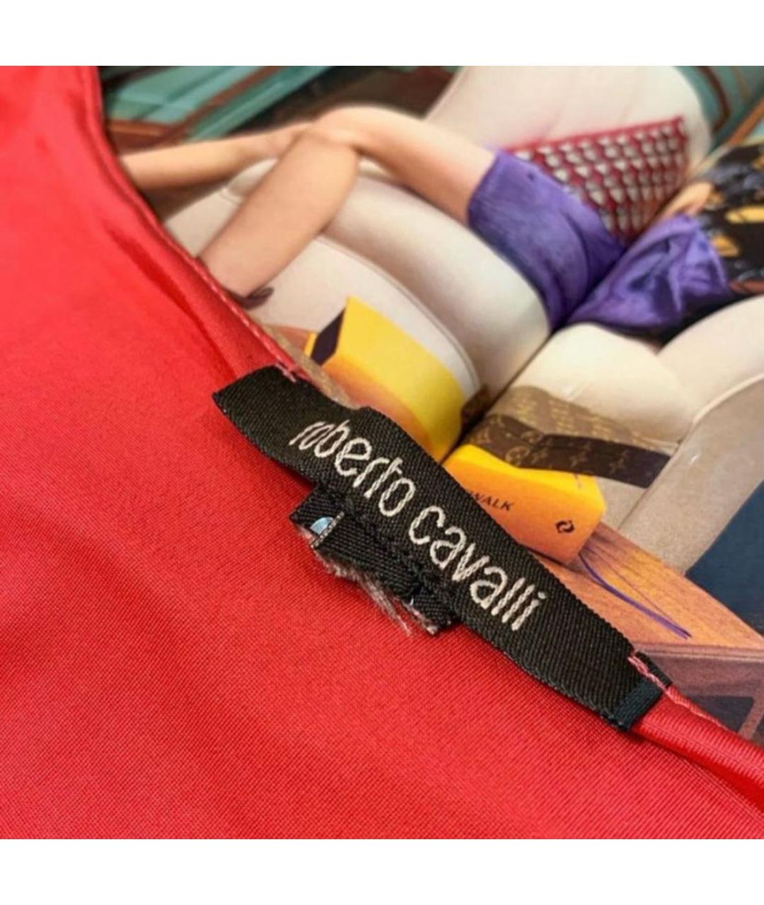 ROBERTO CAVALLI Коралловое вискозное повседневное платье, фото 5