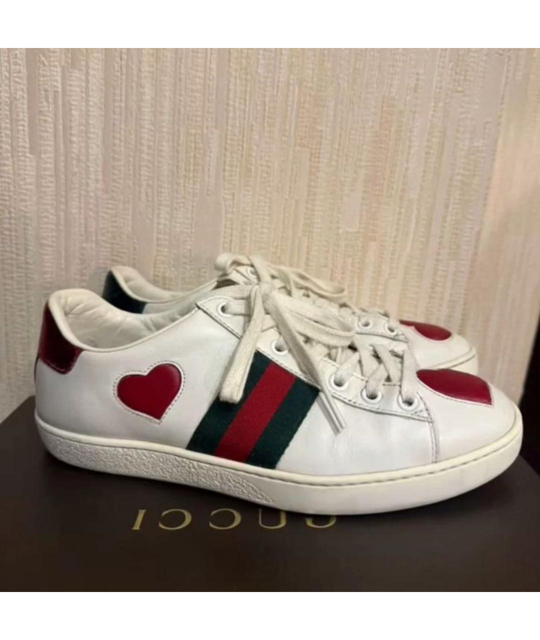 GUCCI Белые кожаные кеды, фото 5