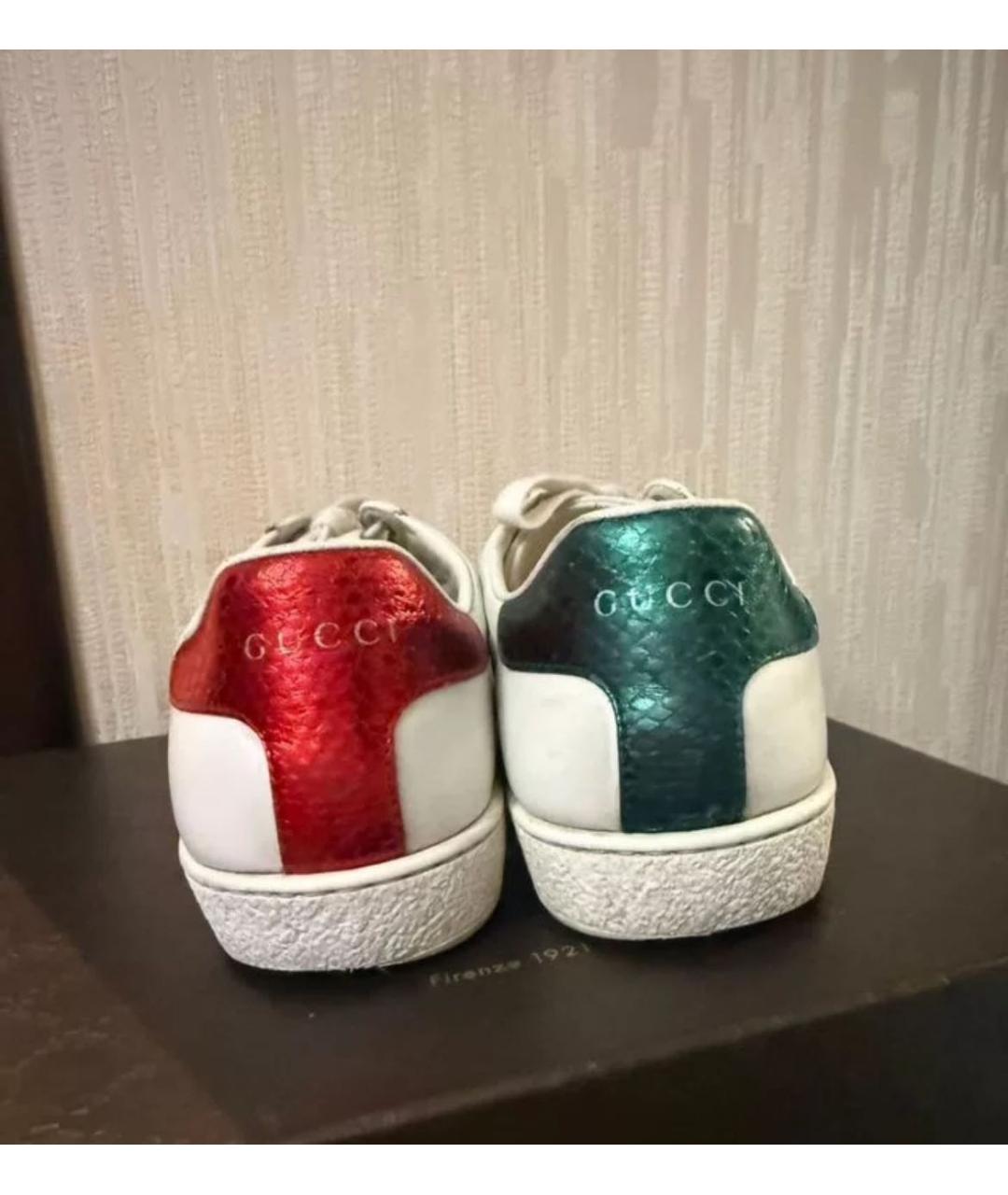 GUCCI Белые кожаные кеды, фото 4