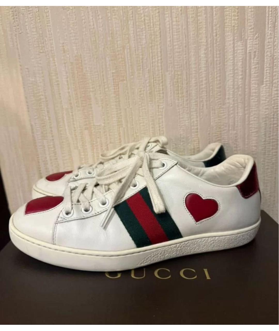 GUCCI Белые кожаные кеды, фото 3