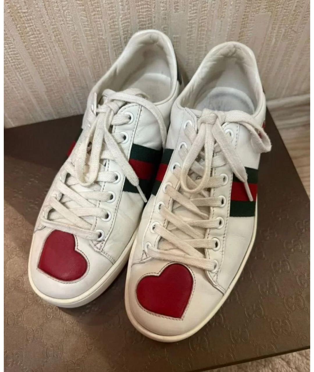 GUCCI Белые кожаные кеды, фото 2