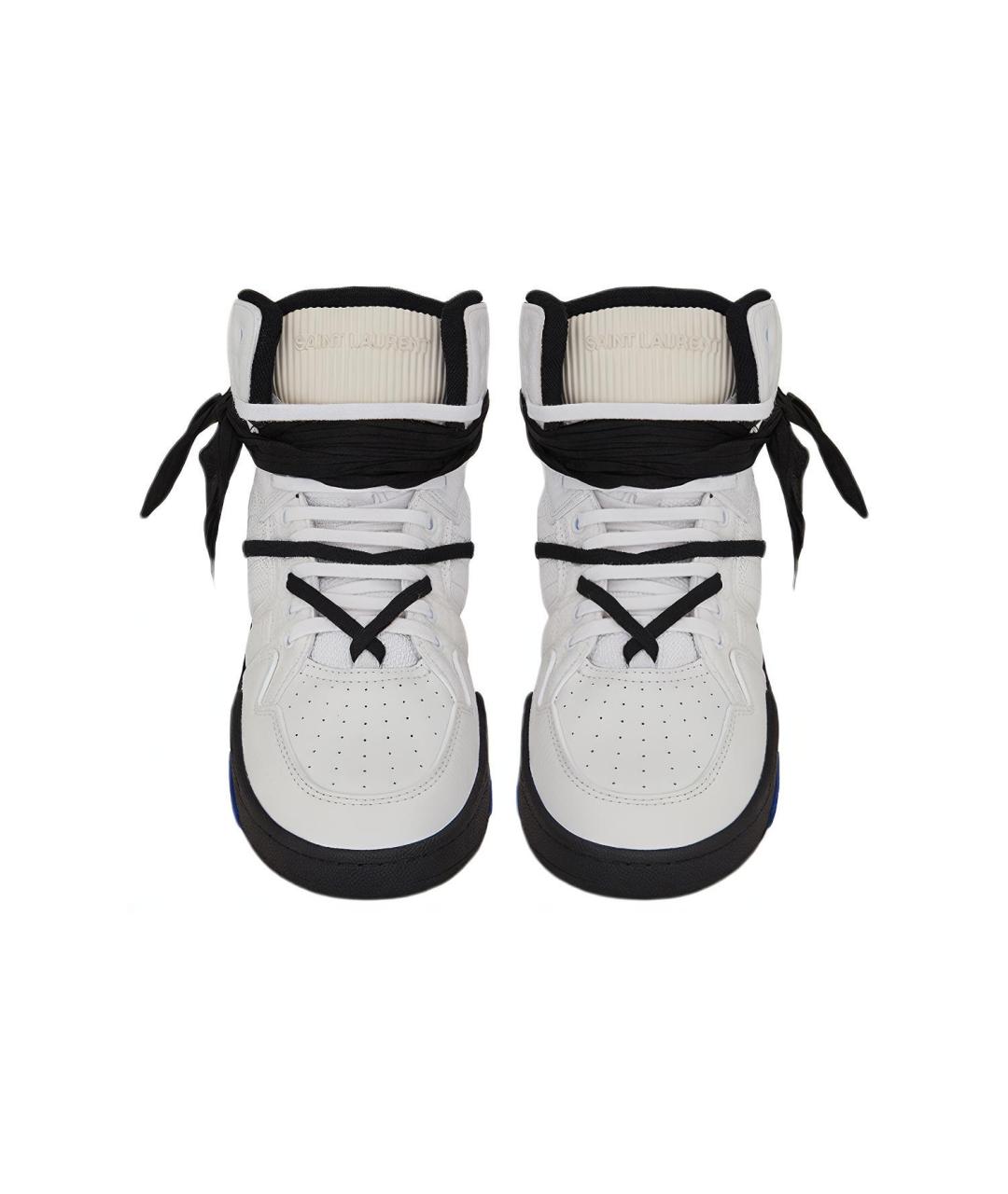 SAINT LAURENT Белые кожаные высокие кроссовки / кеды, фото 4