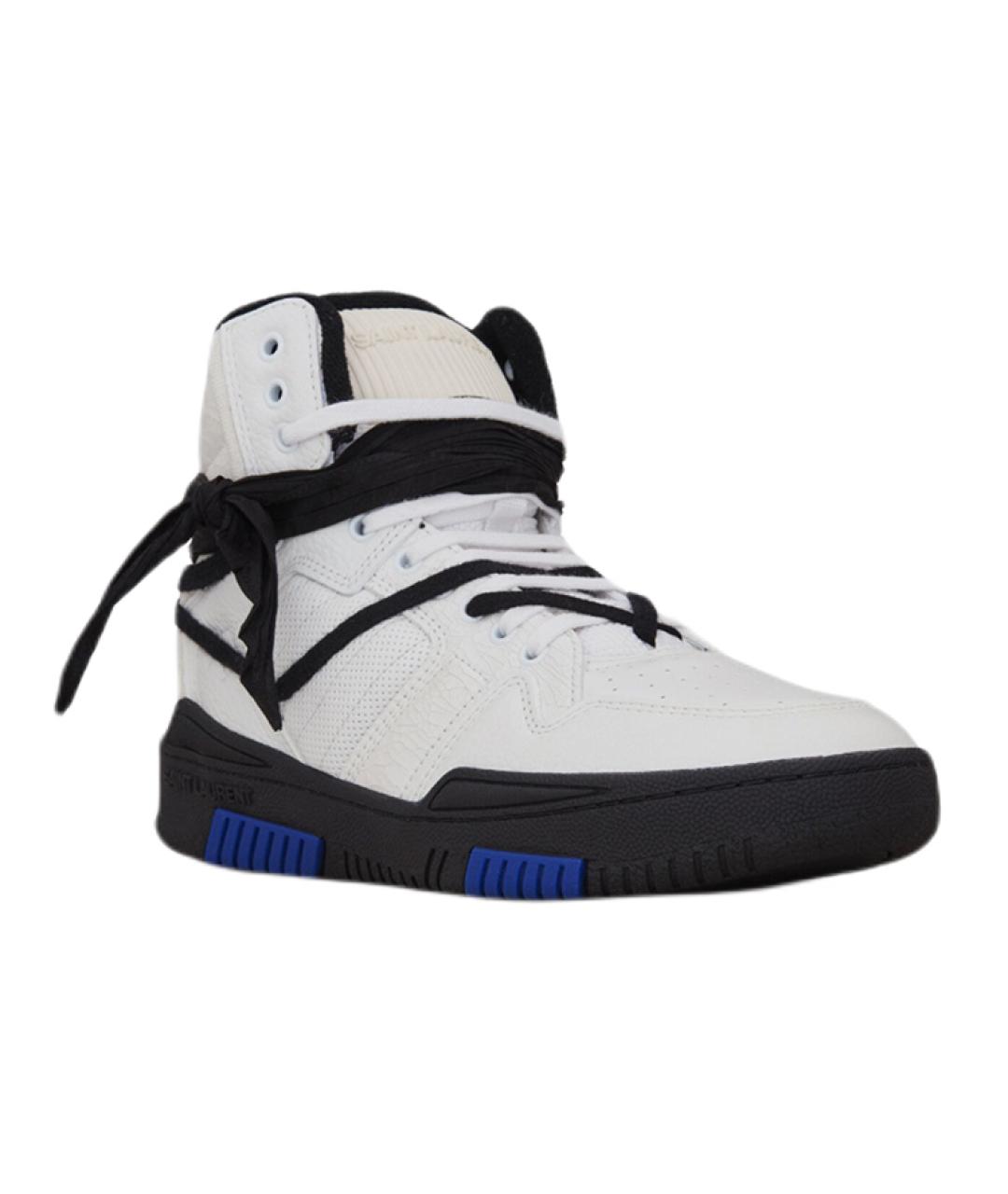 SAINT LAURENT Белые кожаные высокие кроссовки / кеды, фото 3