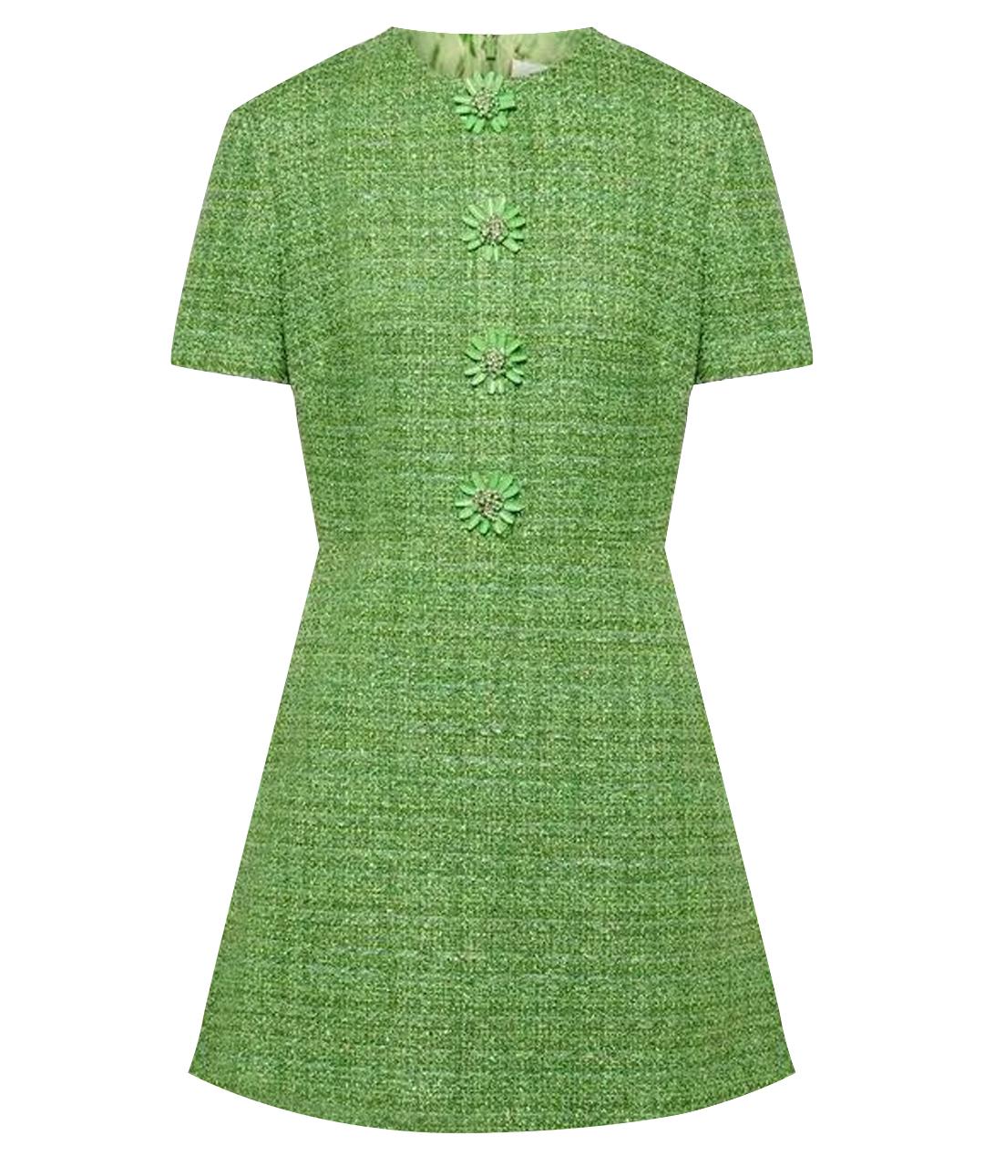 VALENTINO Зеленые твидовое вечернее платье, фото 1