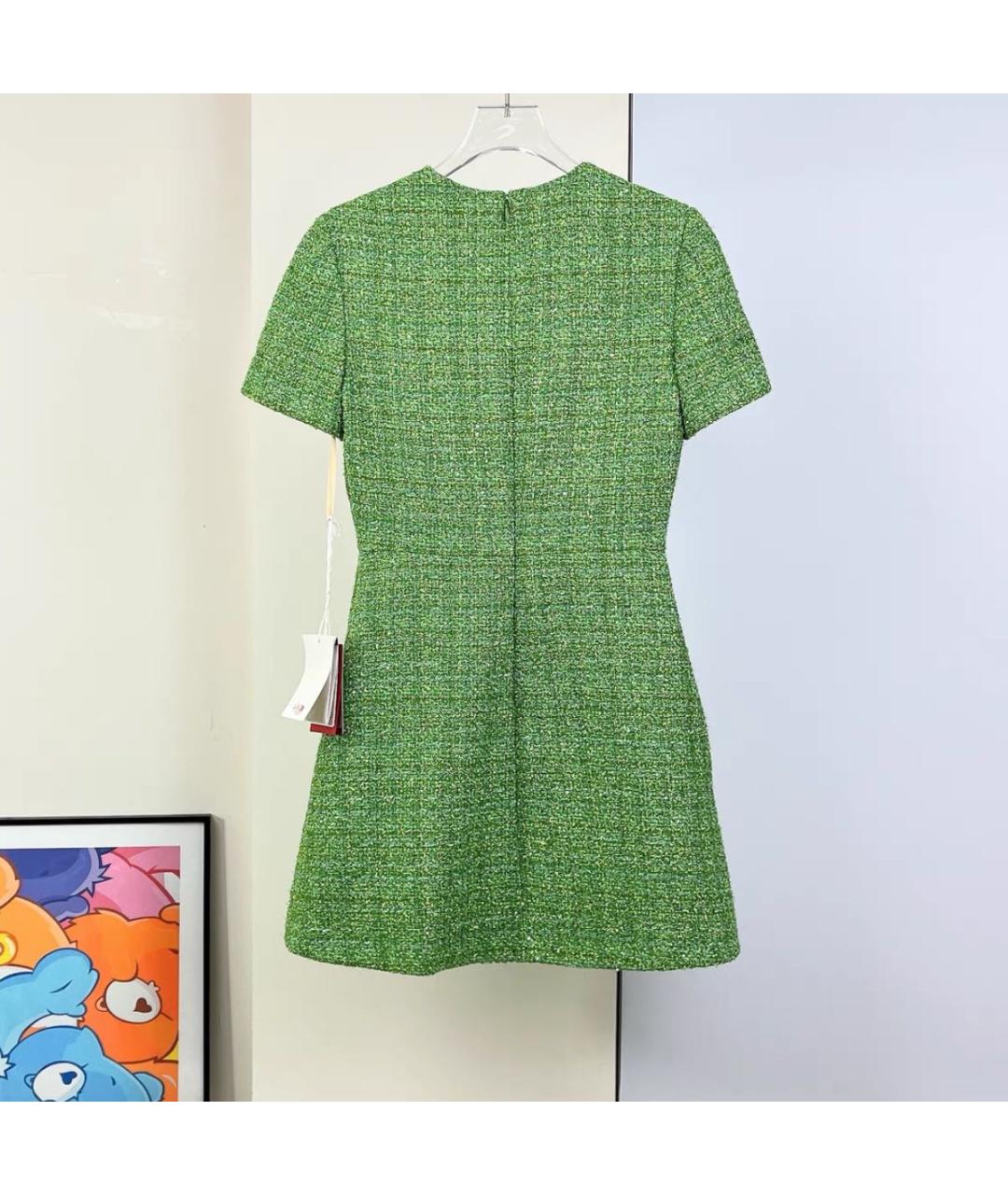 VALENTINO Зеленые твидовое вечернее платье, фото 5