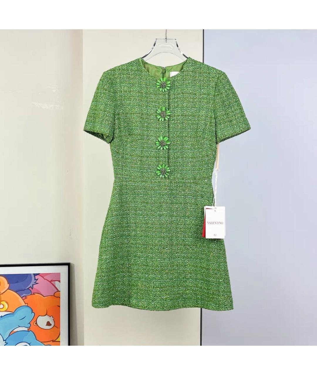 VALENTINO Зеленые твидовое вечернее платье, фото 4