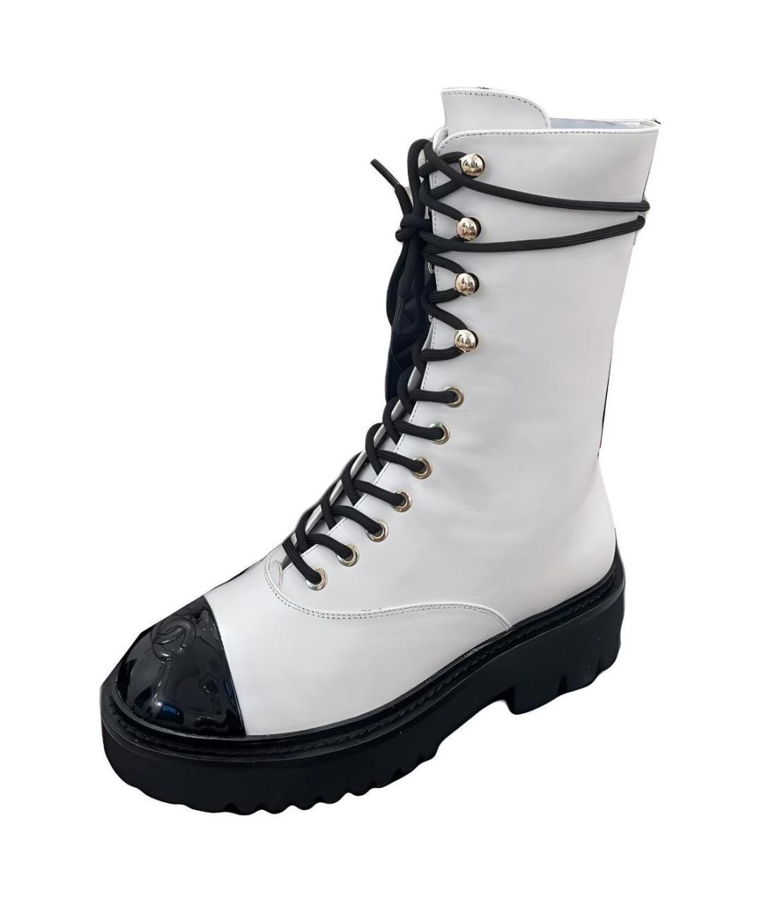 CHANEL Белые кожаные ботинки, фото 2