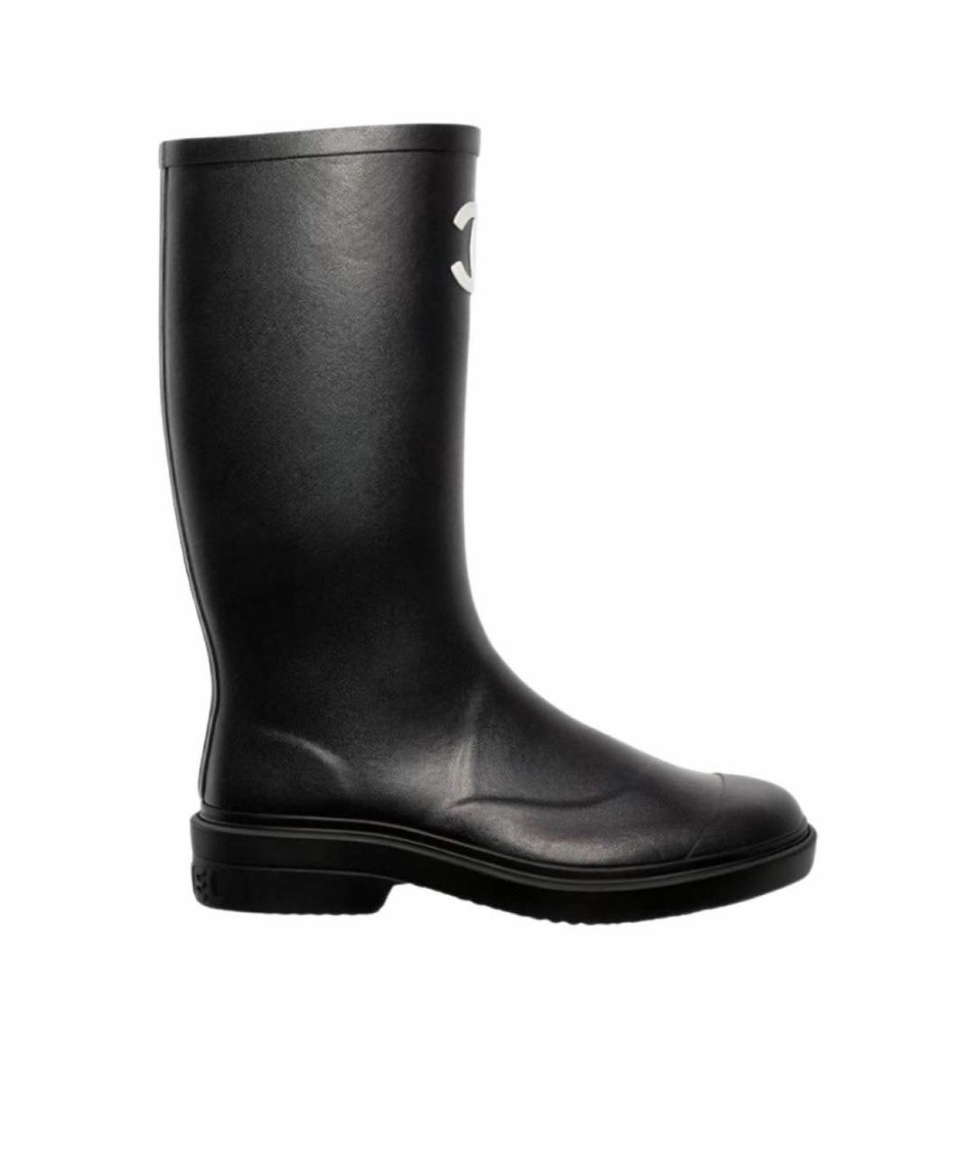 CHANEL Черные резиновые сапоги, фото 4
