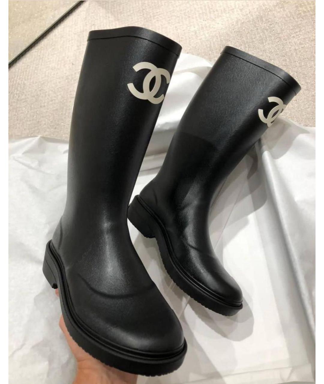 CHANEL Черные резиновые сапоги, фото 3