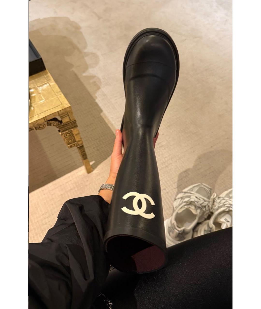 CHANEL Черные резиновые сапоги, фото 2