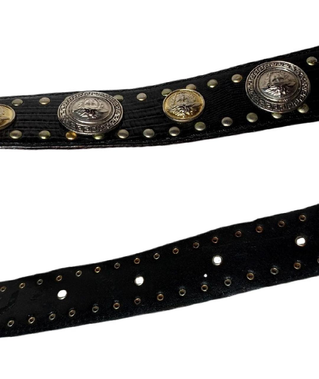 VERSACE Черный кожаный ремень, фото 5