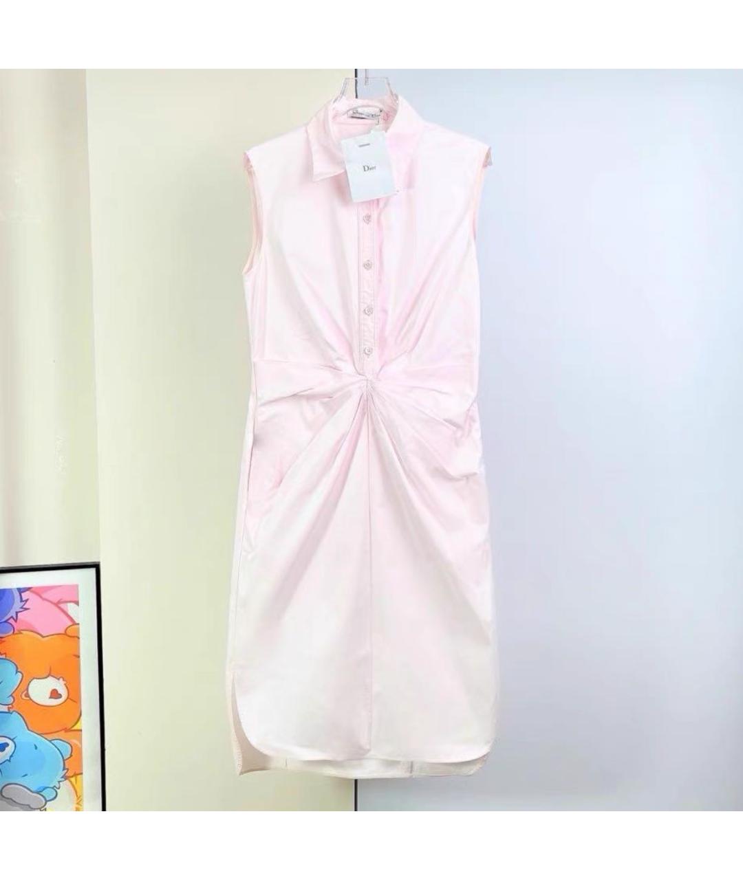 CHRISTIAN DIOR Розовое хлопковое повседневное платье, фото 8