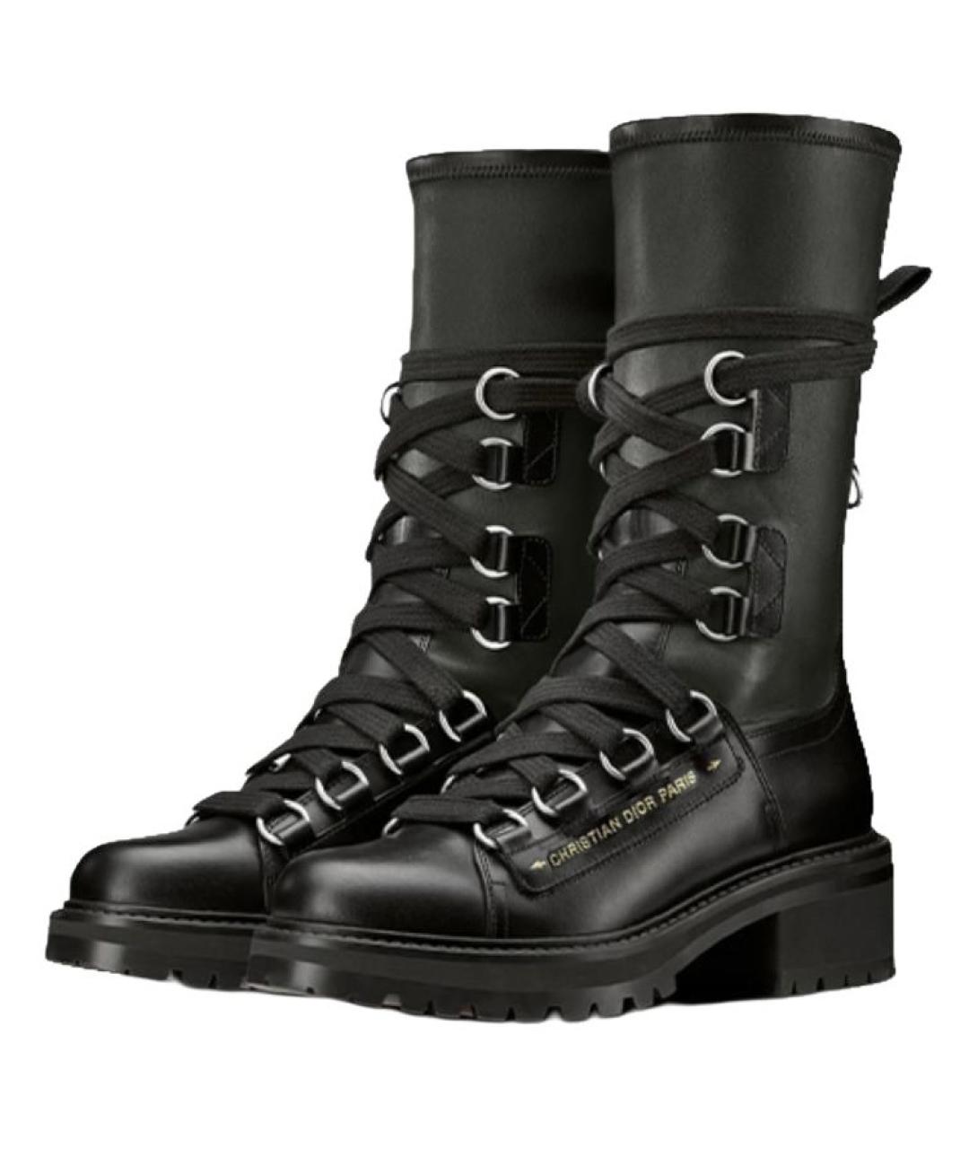 CHRISTIAN DIOR Черные кожаные сапоги, фото 3