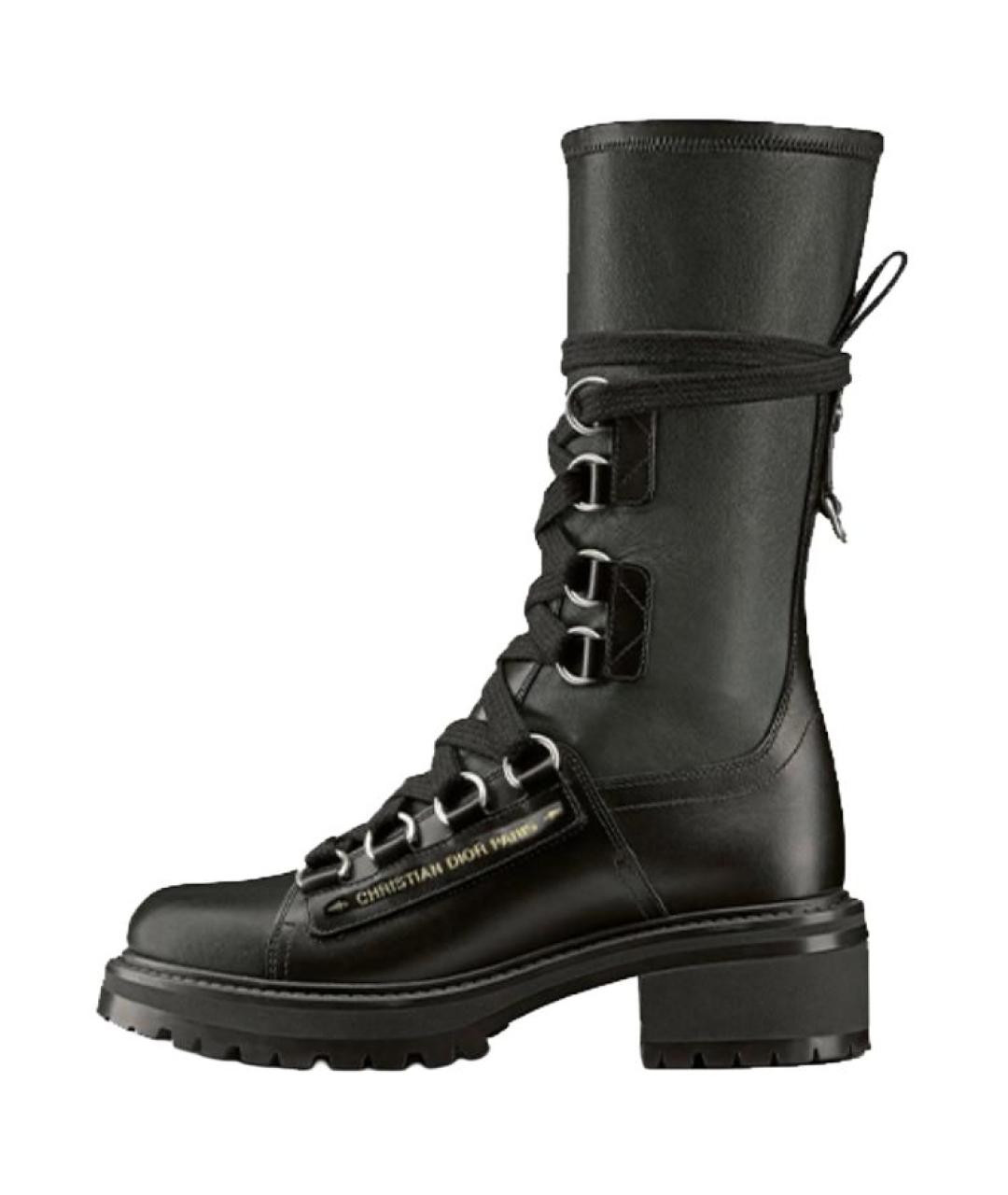 CHRISTIAN DIOR Черные кожаные сапоги, фото 2