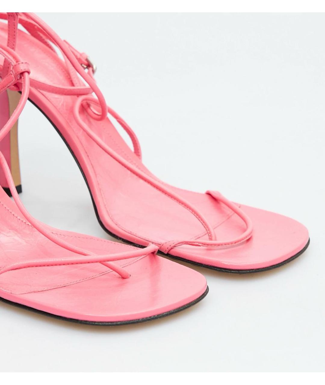 BOTTEGA VENETA Розовые кожаные босоножки, фото 3