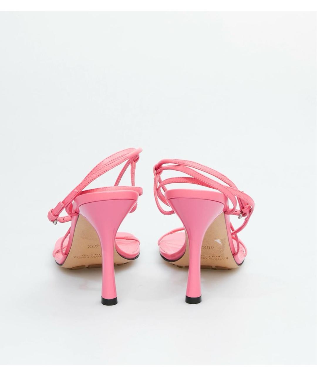 BOTTEGA VENETA Розовые кожаные босоножки, фото 4