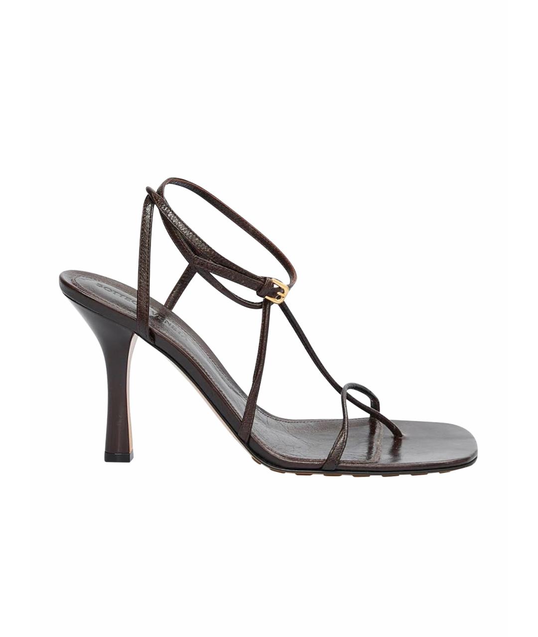 BOTTEGA VENETA Коричневые кожаные босоножки, фото 1