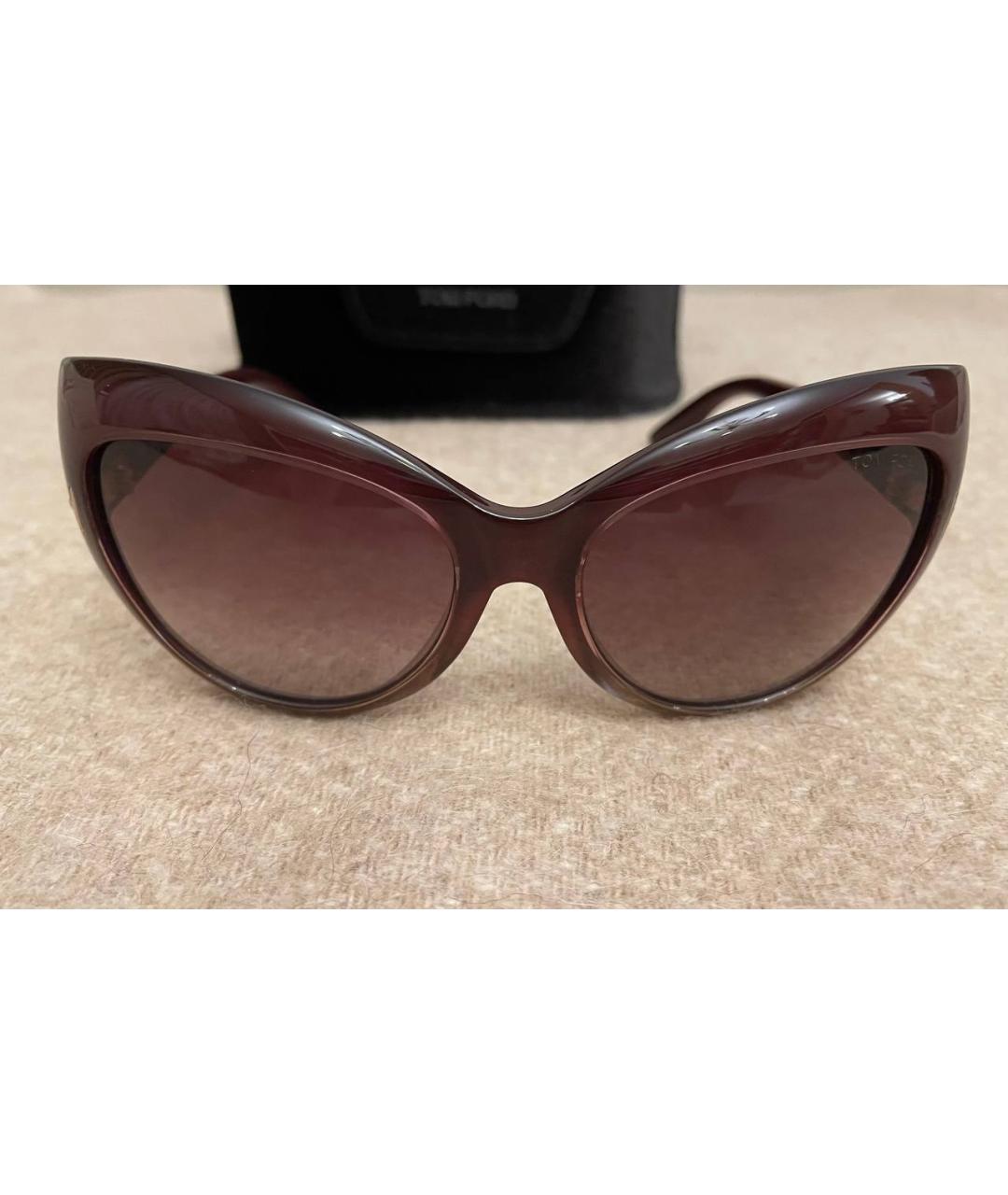 TOM FORD Бордовые пластиковые солнцезащитные очки, фото 6