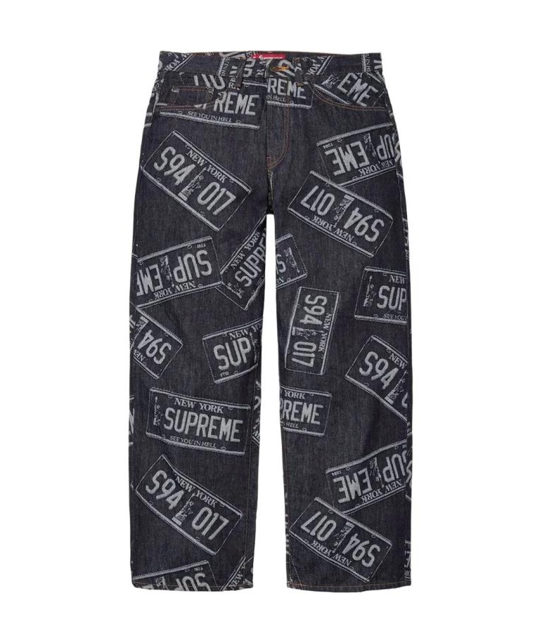 SUPREME Синие прямые джинсы, фото 1
