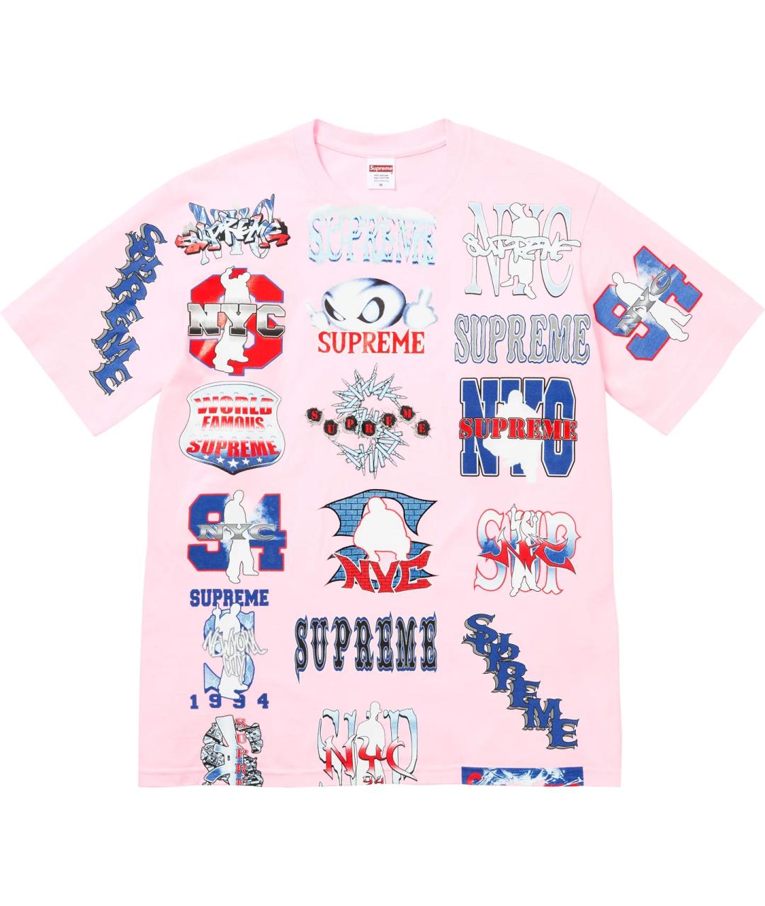 SUPREME Розовая футболка, фото 1