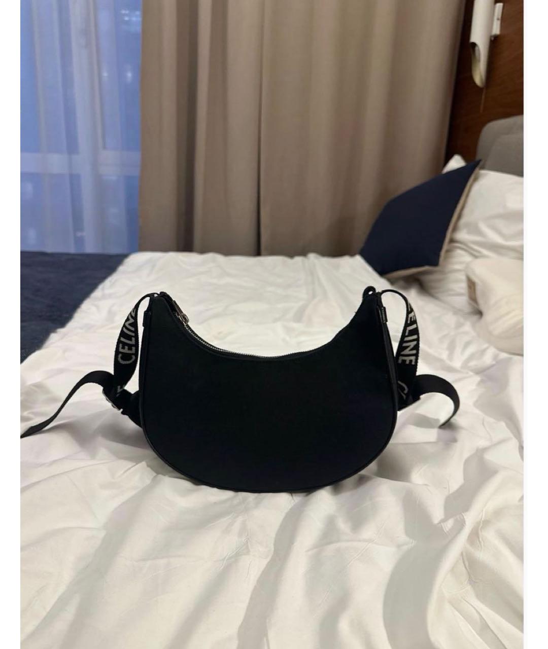 CELINE Черная тканевая сумка с короткими ручками, фото 3