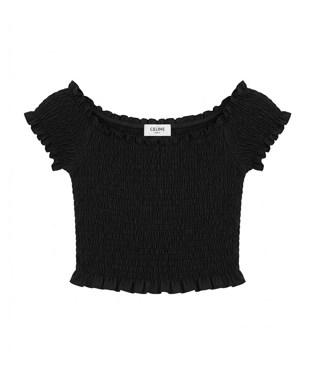 CELINE Черная шелковая футболка, фото 1