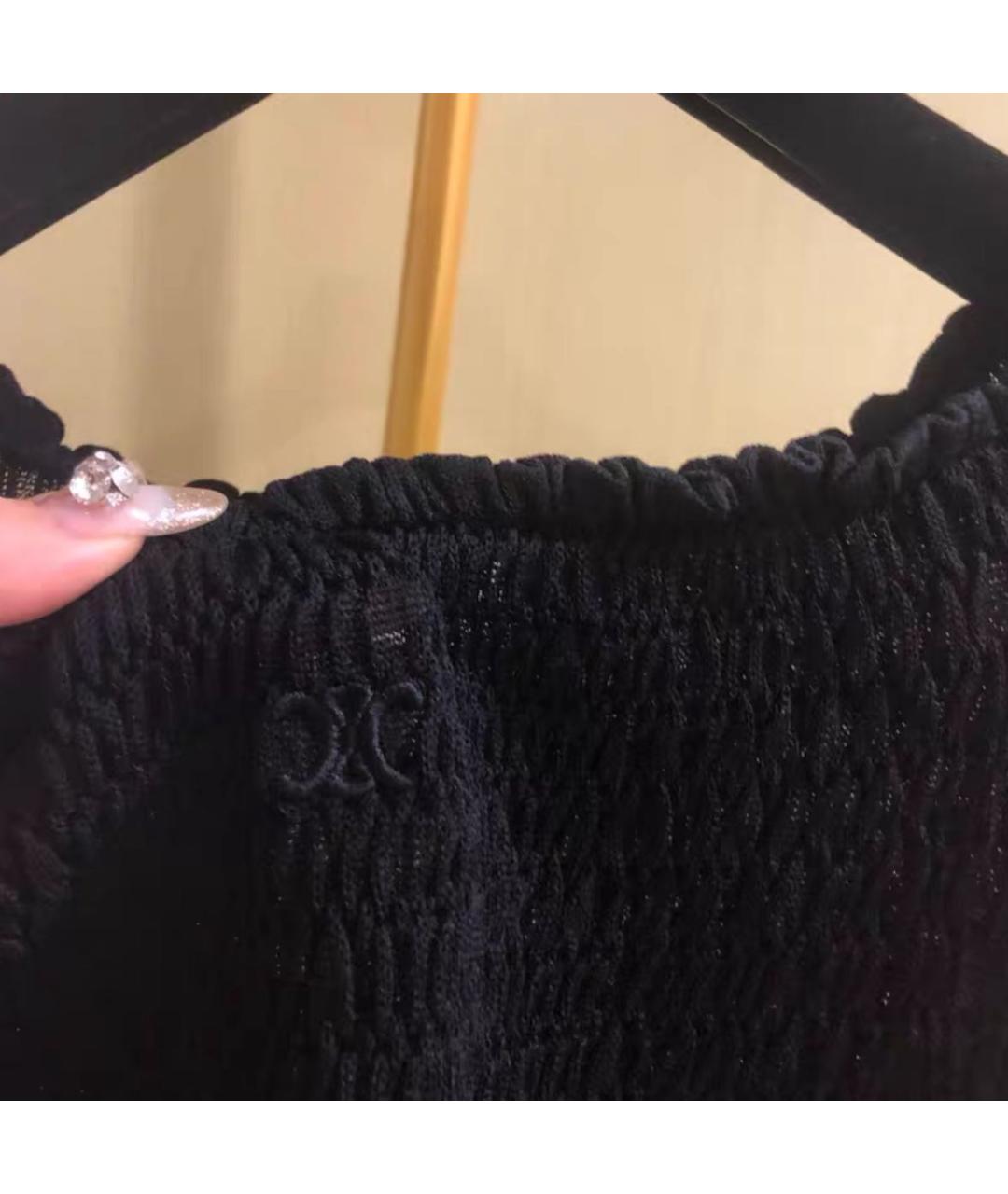 CELINE Черная шелковая футболка, фото 6