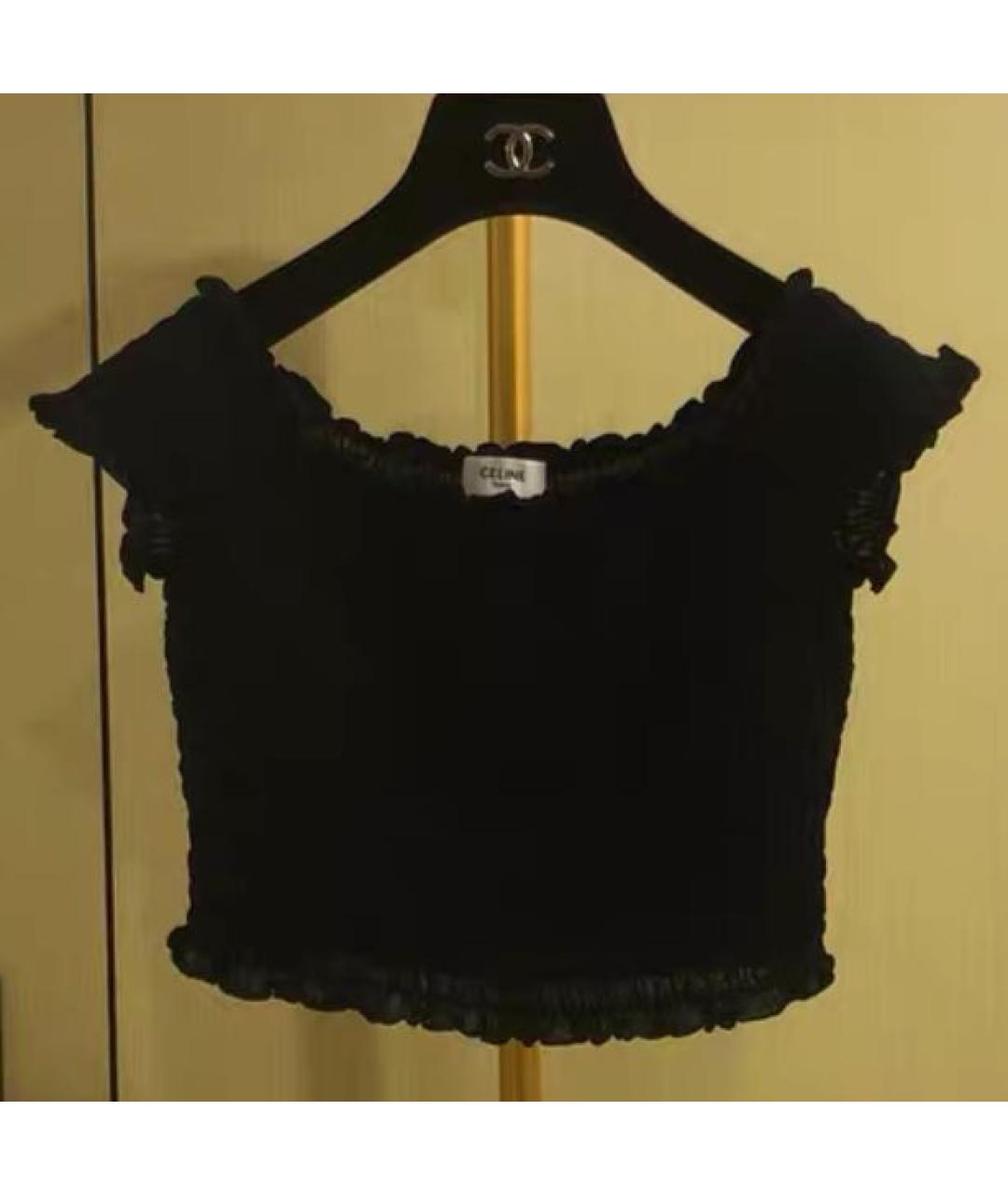 CELINE Черная шелковая футболка, фото 5