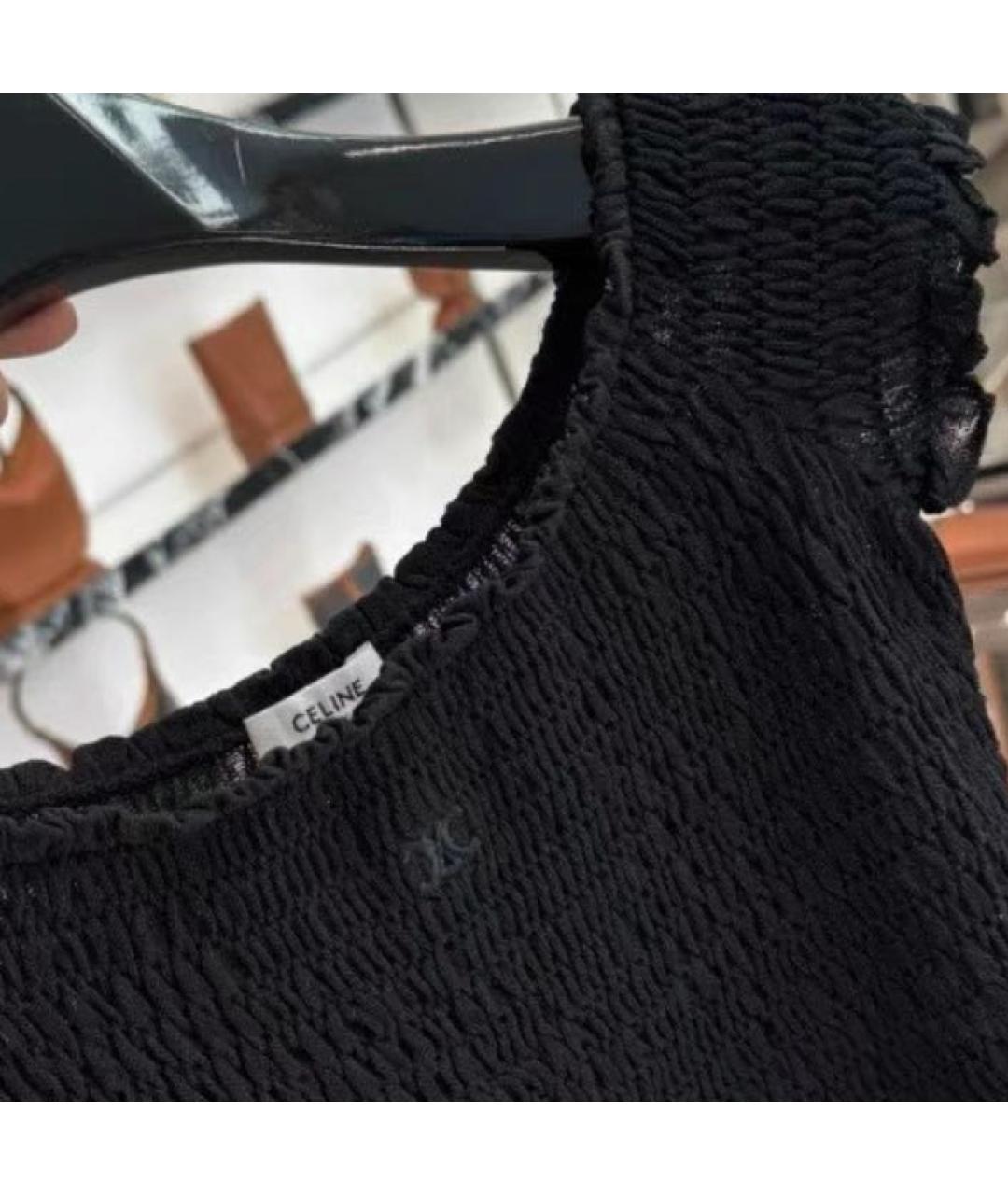 CELINE Черная шелковая футболка, фото 2